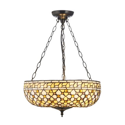 Endon 111882 - Tiffany MILLE FEUX pakabinama liustra ant grandinės, 3xE27/10W/230V, skersmuo 45 cm
