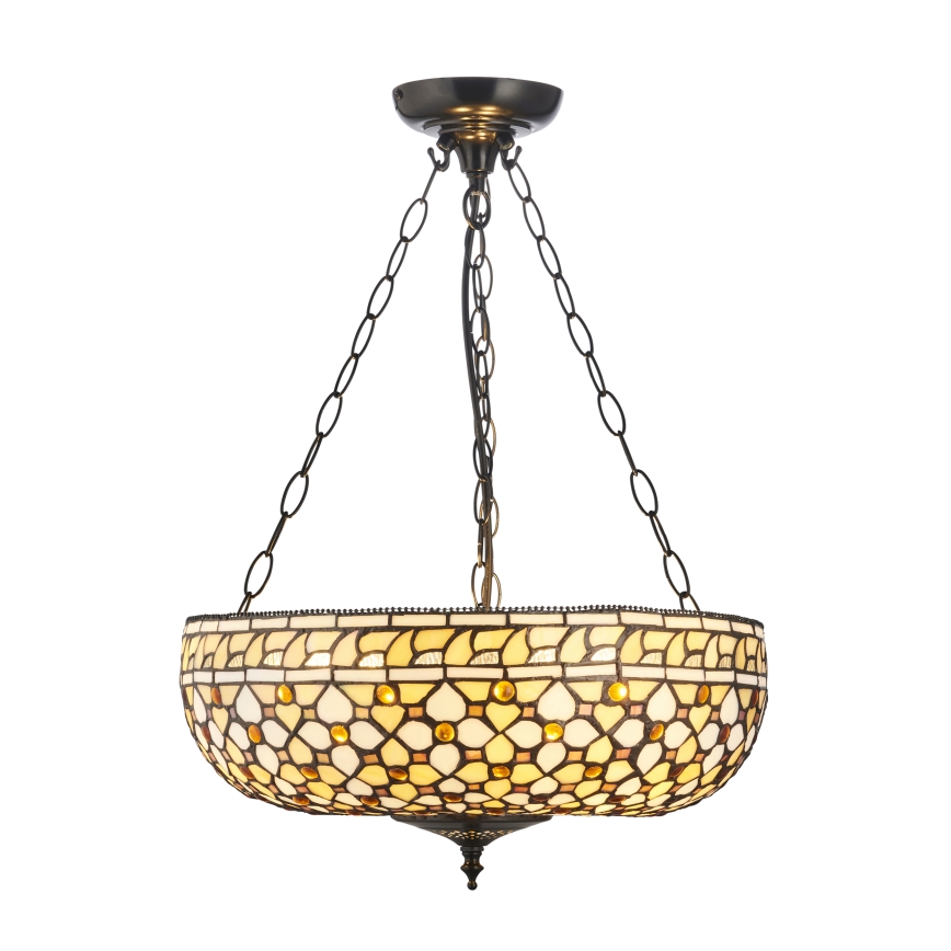 Endon 111882 - Tiffany MILLE FEUX pakabinama liustra ant grandinės, 3xE27/10W/230V, skersmuo 45 cm