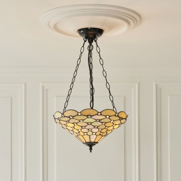 Endon 111884 - Pakabinamas sietynas ant grandinės Tiffany PEARL 3xE27/10W/230V Ø 37 cm