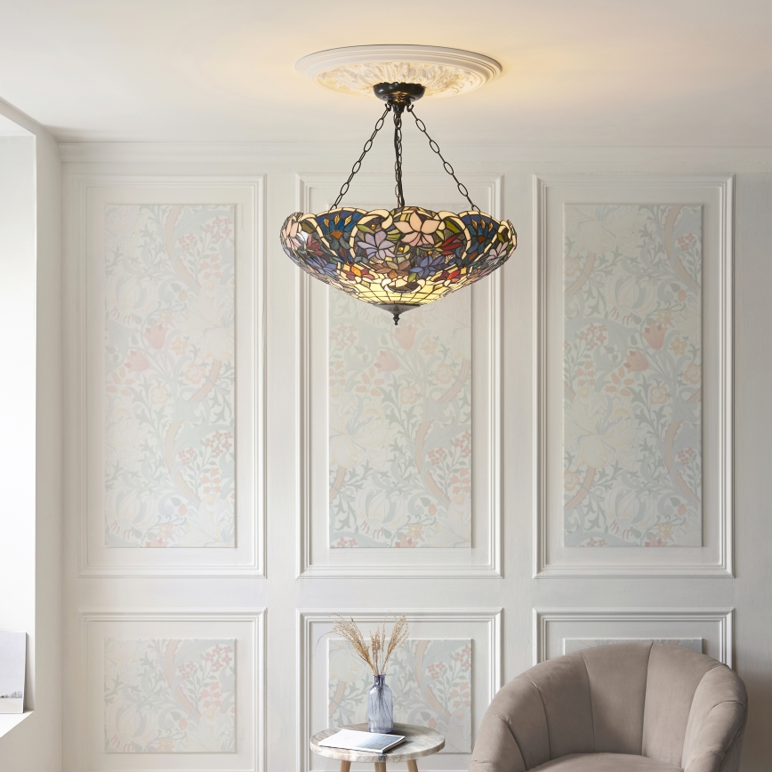 Endon 111887 - Tiffany SULLIVAN pakabinama liustra su grandine, 3xE27/10W/230V, skersmuo 57 cm