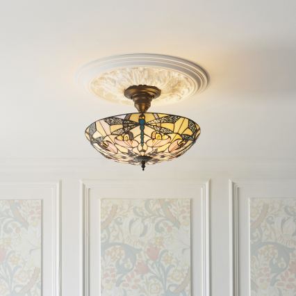 Endon 111892 - Prie lubų tvirtinama Tiffany liustra ASHTON 3xE27/10W/230V, skersmuo 45 cm