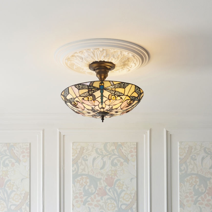 Endon 111892 - Prie lubų tvirtinama Tiffany liustra ASHTON 3xE27/10W/230V, skersmuo 45 cm