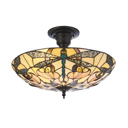 Endon 111892 - Prie lubų tvirtinama Tiffany liustra ASHTON 3xE27/10W/230V, skersmuo 45 cm