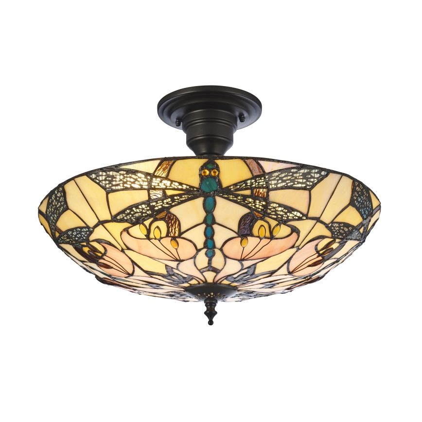 Endon 111892 - Prie lubų tvirtinama Tiffany liustra ASHTON 3xE27/10W/230V, skersmuo 45 cm