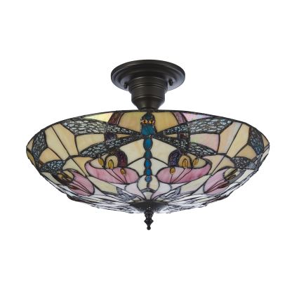 Endon 111892 - Prie lubų tvirtinama Tiffany liustra ASHTON 3xE27/10W/230V, skersmuo 45 cm