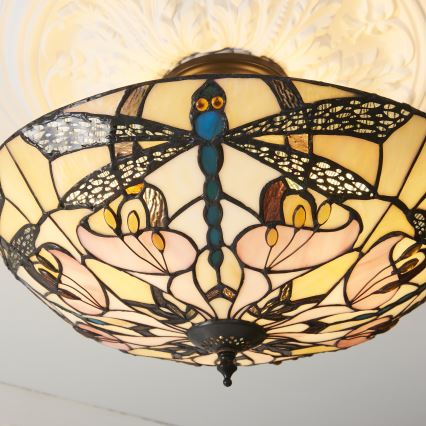 Endon 111892 - Prie lubų tvirtinama Tiffany liustra ASHTON 3xE27/10W/230V, skersmuo 45 cm