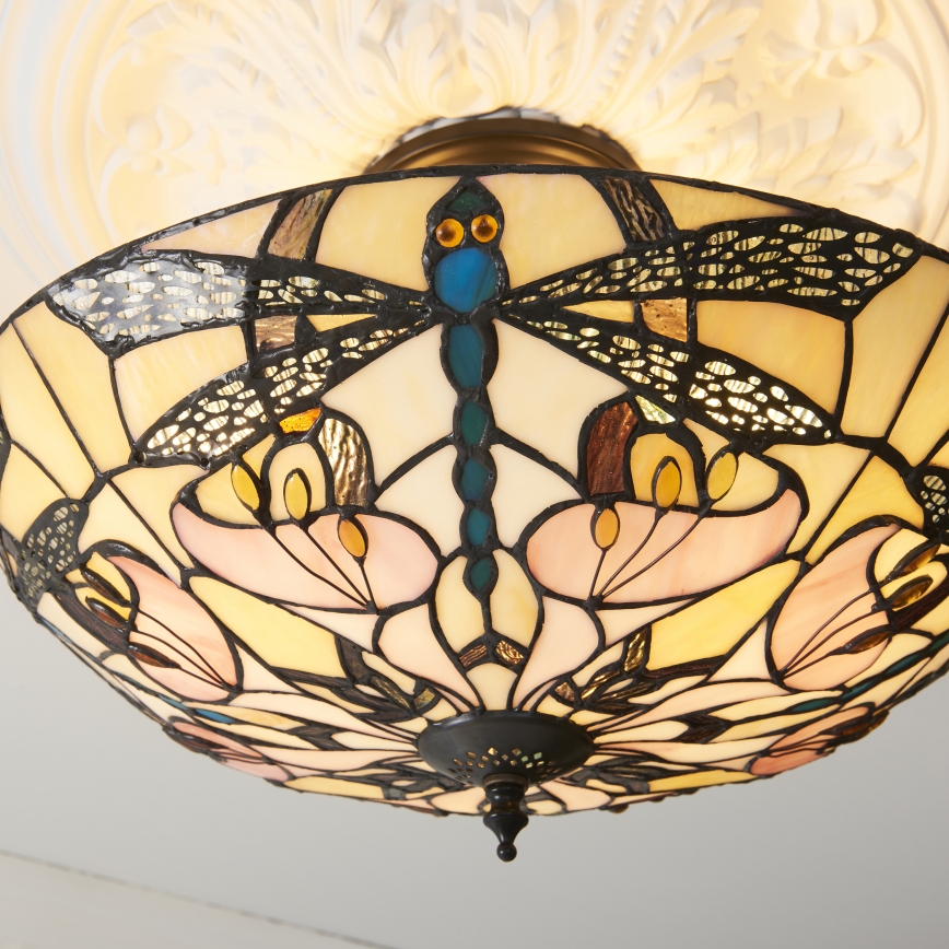 Endon 111892 - Prie lubų tvirtinama Tiffany liustra ASHTON 3xE27/10W/230V, skersmuo 45 cm