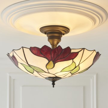 Endon 111896 - Prie lubų montuojamas sietynas Tiffany BOTANICA, 3 x E27 / 10 W / 230 V, skersmuo 45 cm