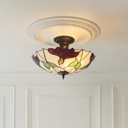 Endon 111896 - Prie lubų montuojamas sietynas Tiffany BOTANICA, 3 x E27 / 10 W / 230 V, skersmuo 45 cm