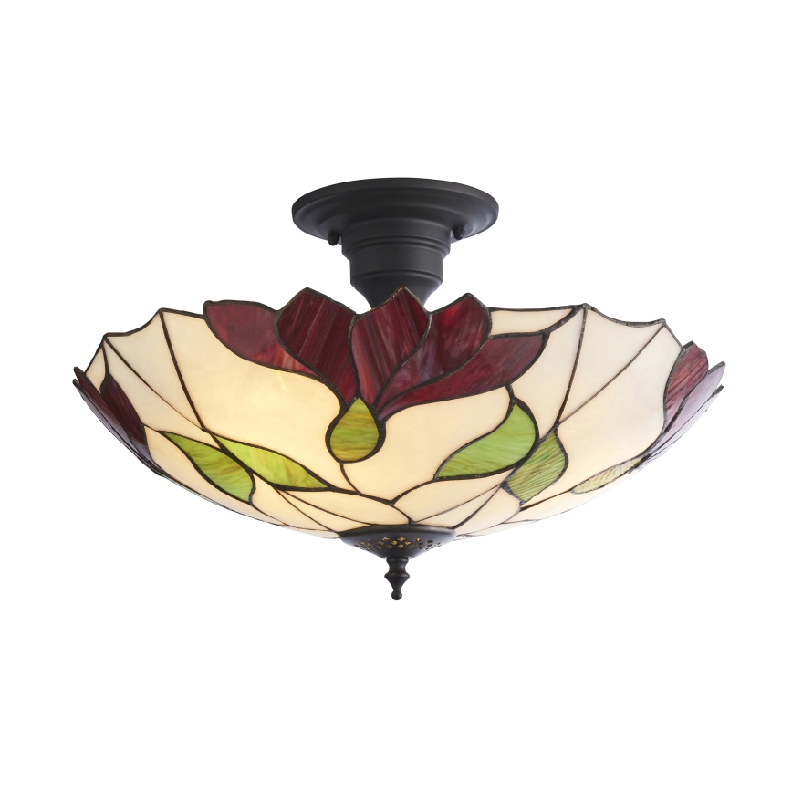 Endon 111896 - Prie lubų montuojamas sietynas Tiffany BOTANICA, 3 x E27 / 10 W / 230 V, skersmuo 45 cm