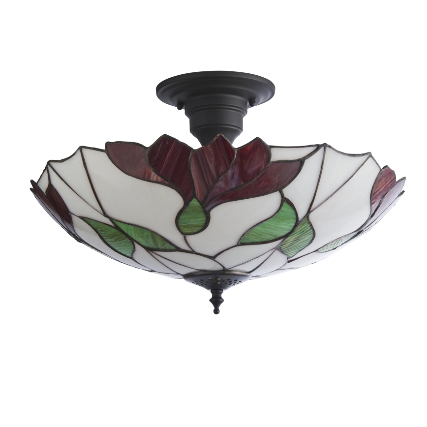 Endon 111896 - Prie lubų montuojamas sietynas Tiffany BOTANICA, 3 x E27 / 10 W / 230 V, skersmuo 45 cm