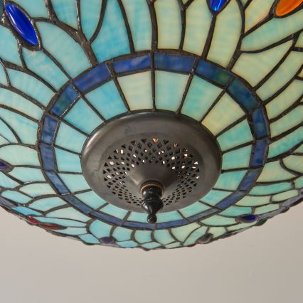 Endon 111897 - Ant lubų montuojama liustra Tiffany DRAGONFLY 3xE27/10W/230V, skersmuo 41 cm