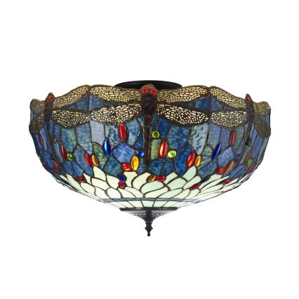 Endon 111899 - Lubinis šviestuvas Tiffany DRAGONFLY 3xE27/10W/230V skersmuo 50 cm