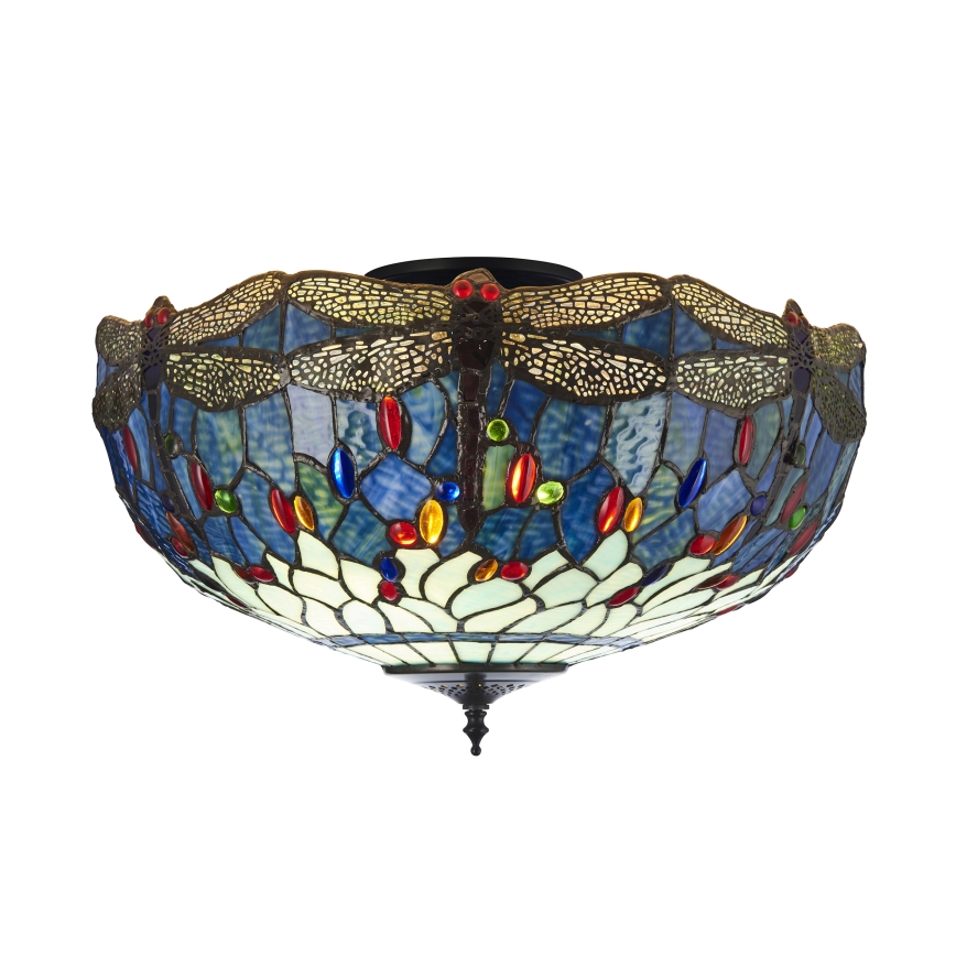 Endon 111899 - Lubinis šviestuvas Tiffany DRAGONFLY 3xE27/10W/230V skersmuo 50 cm