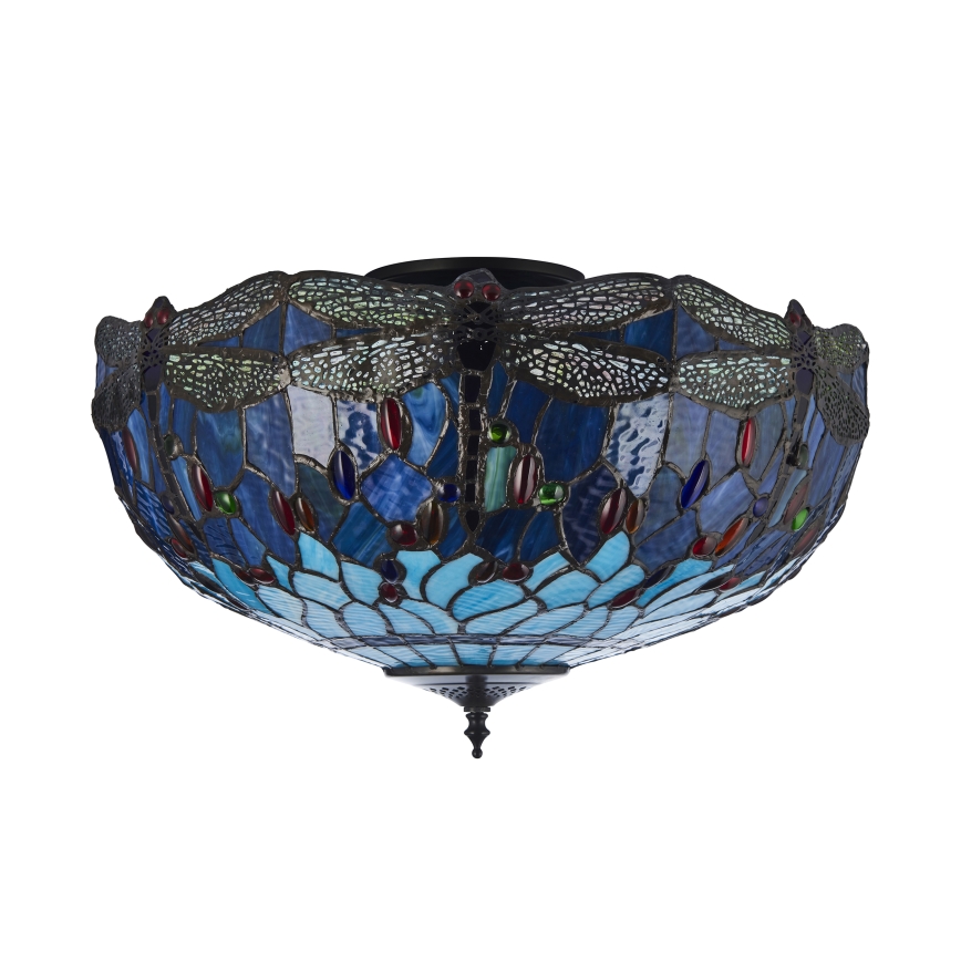 Endon 111899 - Lubinis šviestuvas Tiffany DRAGONFLY 3xE27/10W/230V skersmuo 50 cm