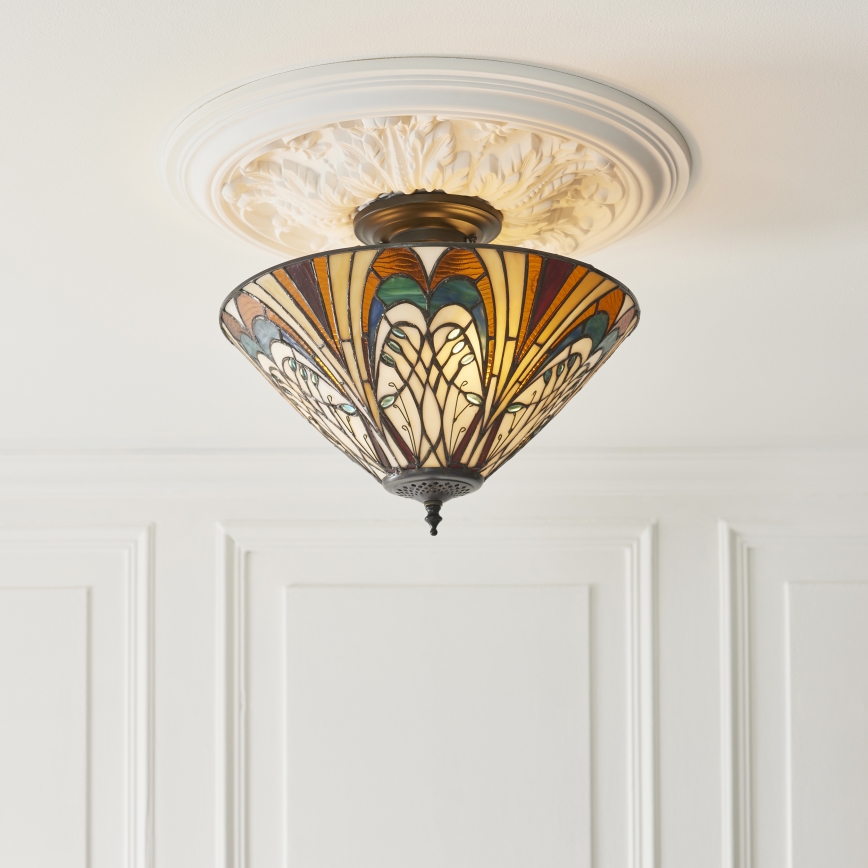 Endon 111905 - Prigludusi liustra Tiffany HECTOR, 3 x E27, maks. 10 W, 230 V, skersmuo 40 cm