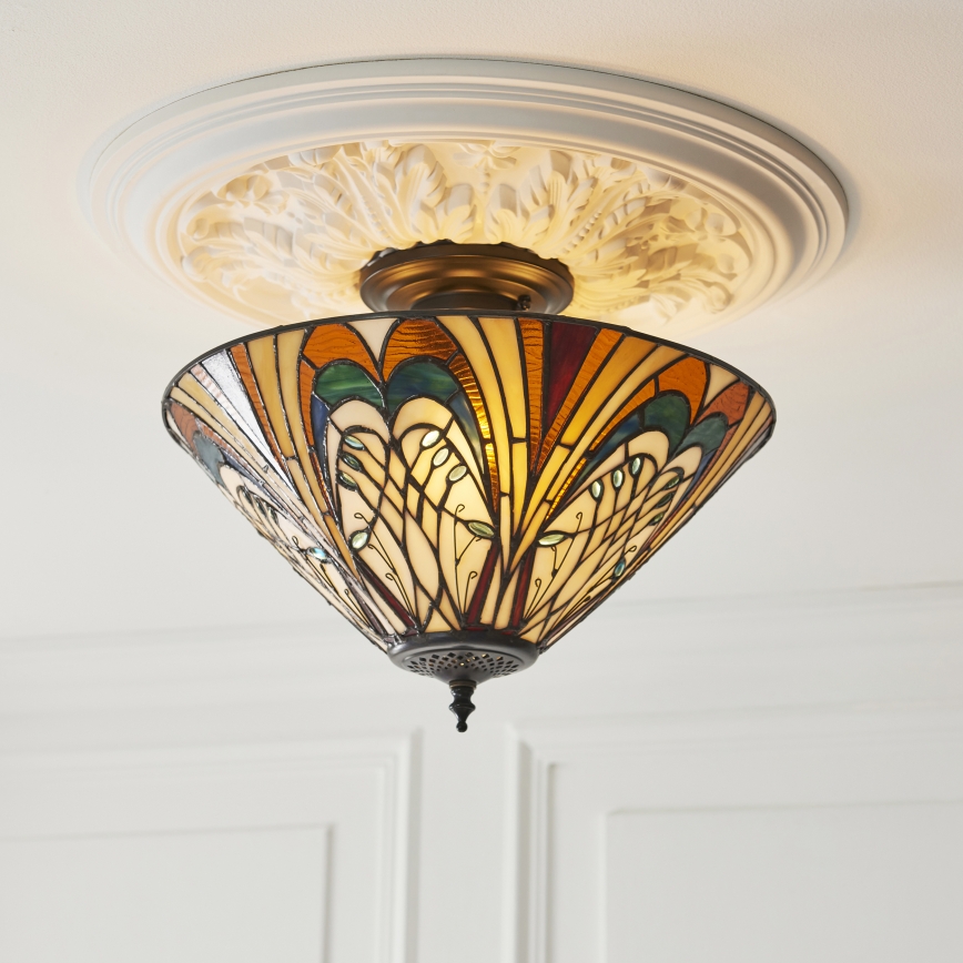 Endon 111905 - Prigludusi liustra Tiffany HECTOR, 3 x E27, maks. 10 W, 230 V, skersmuo 40 cm