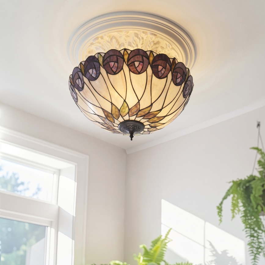 Endon 111906 - Paviršinė Tiffany liustra HUTCHINSON 3xE27/10W/230V, skersmuo 50 cm
