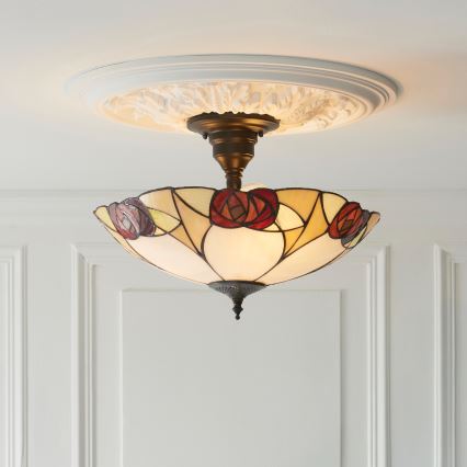 Endon 111907 - Prie lubų montuojamas Tiffany stiliaus šviestuvas INGRAM, 3 x E27 (maks. 10 W), 230 V, skersmuo 45 cm