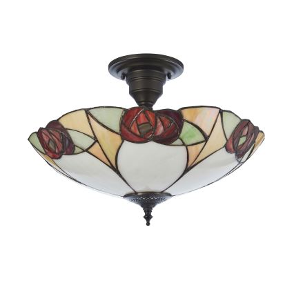 Endon 111907 - Prie lubų montuojamas Tiffany stiliaus šviestuvas INGRAM, 3 x E27 (maks. 10 W), 230 V, skersmuo 45 cm