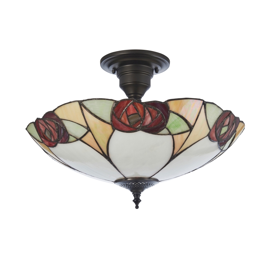 Endon 111907 - Prie lubų montuojamas Tiffany stiliaus šviestuvas INGRAM, 3 x E27 (maks. 10 W), 230 V, skersmuo 45 cm
