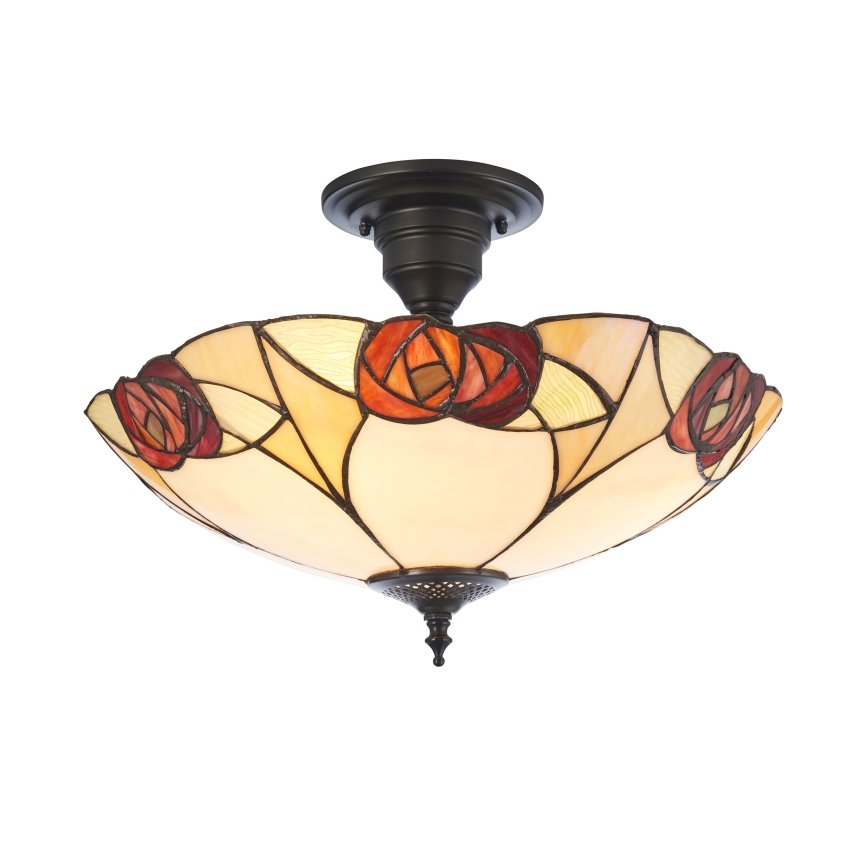 Endon 111907 - Prie lubų montuojamas Tiffany stiliaus šviestuvas INGRAM, 3 x E27 (maks. 10 W), 230 V, skersmuo 45 cm