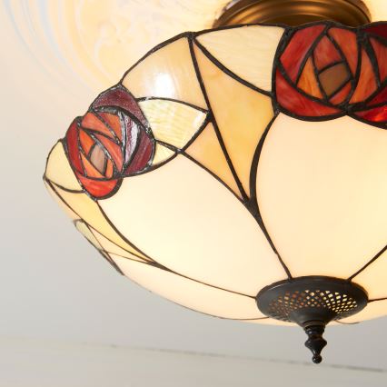 Endon 111907 - Prie lubų montuojamas Tiffany stiliaus šviestuvas INGRAM, 3 x E27 (maks. 10 W), 230 V, skersmuo 45 cm
