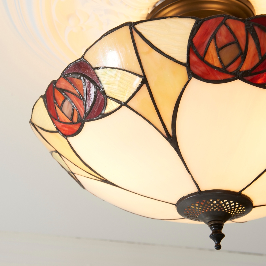 Endon 111907 - Prie lubų montuojamas Tiffany stiliaus šviestuvas INGRAM, 3 x E27 (maks. 10 W), 230 V, skersmuo 45 cm