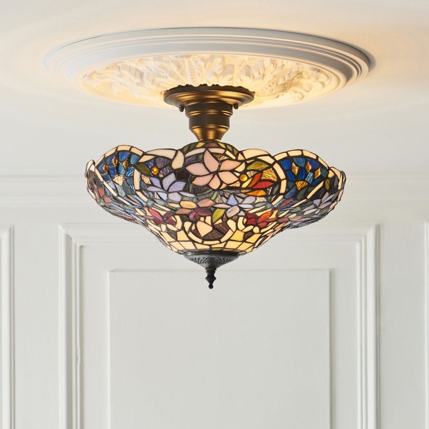 Endon 111915 - Paviršinė liustra Tiffany SULLIVAN 3xE27/10W/230V, skersmuo 40 cm