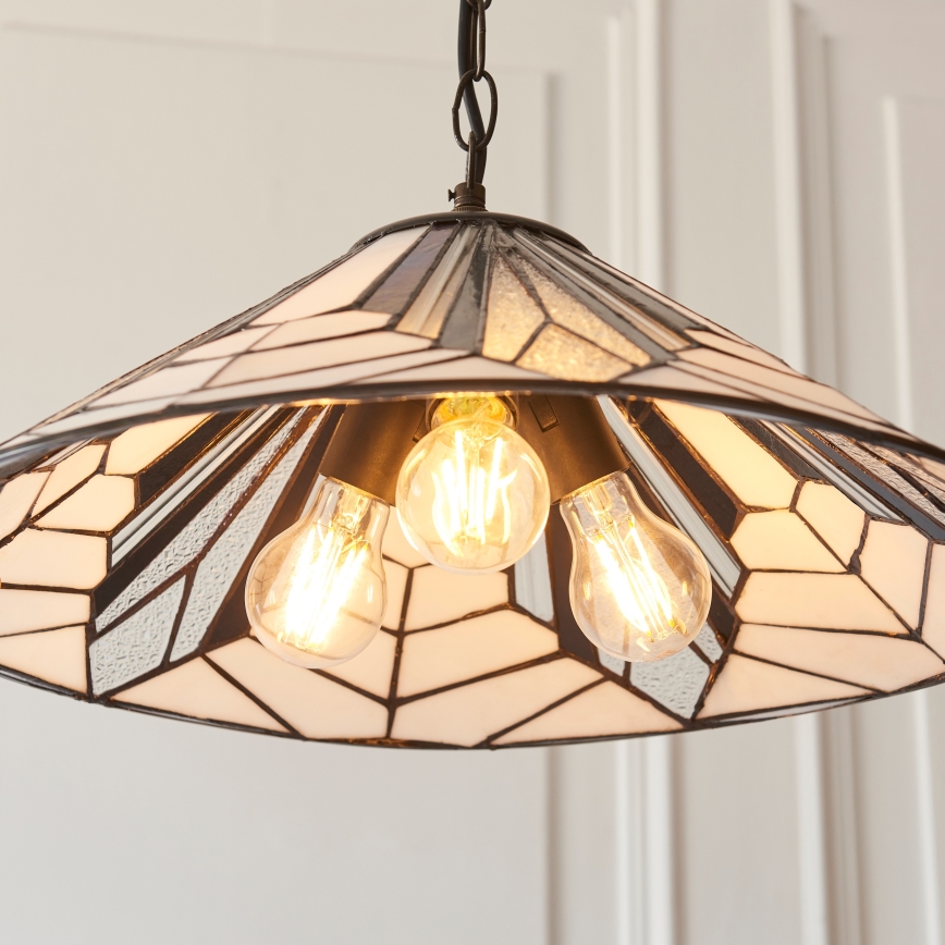 Endon 111922 - pakabinama Tiffany ASTORIA liustra ant grandinės, 3xE27/10W/230V, skersmuo 48 cm