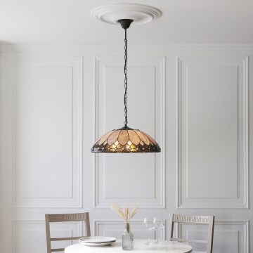 Endon 111929 - Kabanti liustra su grandinė Tiffany BROOKLYN 3xE27/10W/230V skersmuo 50 cm
