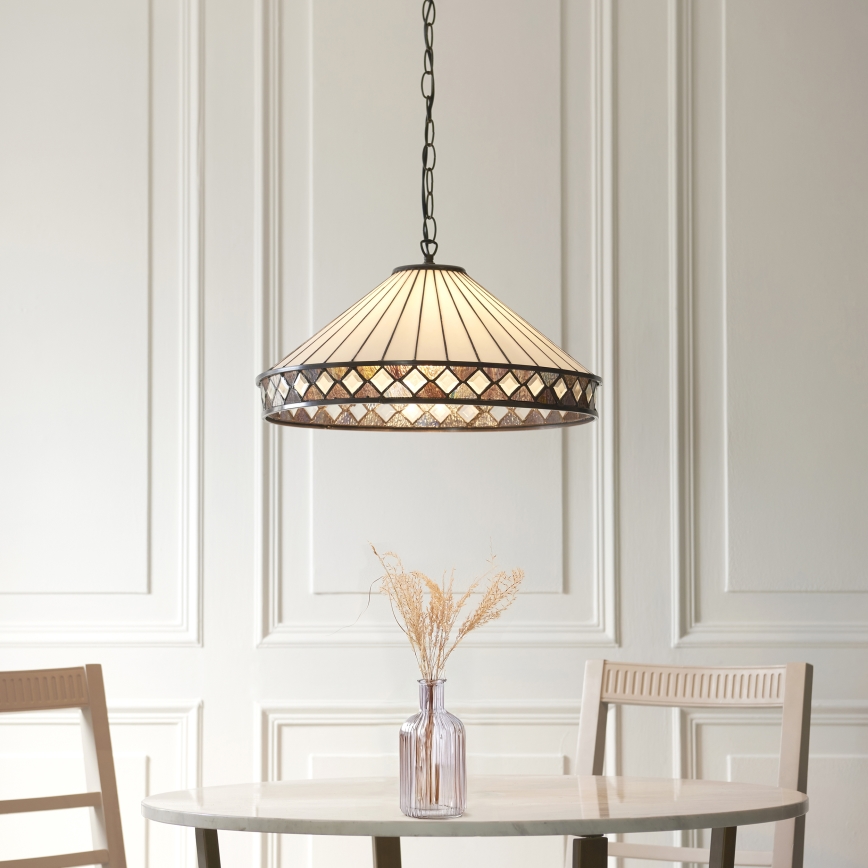 Endon 111961 - Sietynas ant grandinės Tiffany FARGO 3xE27/10W/230V Ø 50 cm