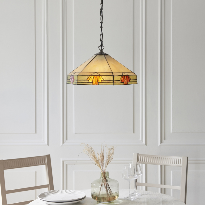 Endon 111989 - Liustra ant grandinės Tiffany NEVADA 3xE27/10W/230V skersmuo 40 cm