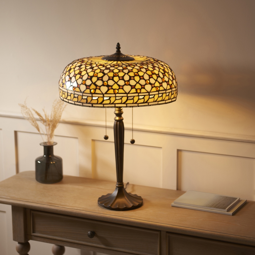 Endon 112178 - stalinis šviestuvas Tiffany MILLE FEUX 2xE14/40W/230V skersmuo 45 cm