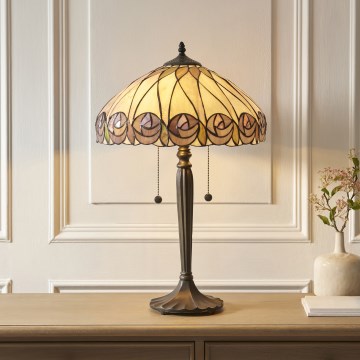 Endon 112184 - Stalinis Tiffany šviestuvas HUTCHINSON 2xE27/10W/230V skersmuo 40 cm