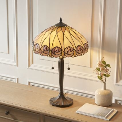 Endon 112184 - Stalinis Tiffany šviestuvas HUTCHINSON 2xE27/10W/230V skersmuo 40 cm