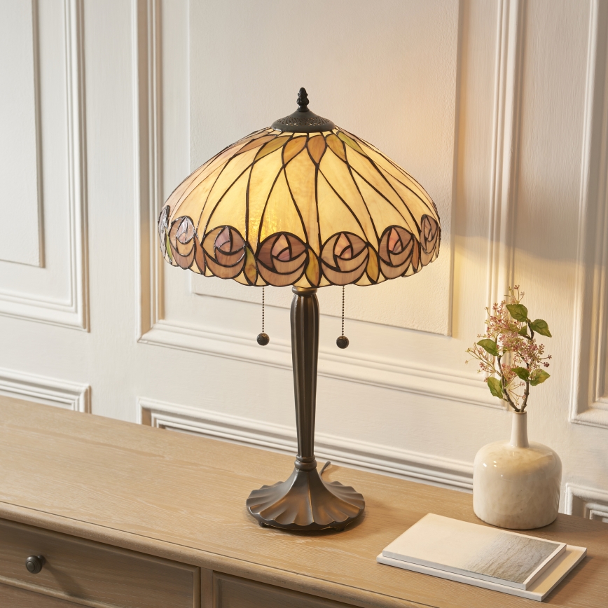 Endon 112184 - Stalinis Tiffany šviestuvas HUTCHINSON 2xE27/10W/230V skersmuo 40 cm