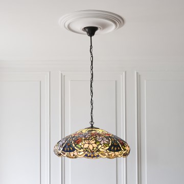 Endon 112193 - Liustra ant grandinės Tiffany SULLIVAN 3xE27/60W/230V Ø 57 cm