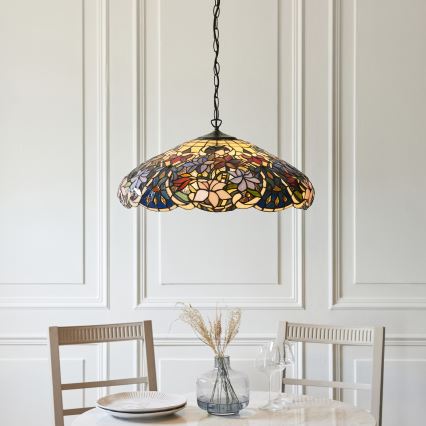 Endon 112193 - Liustra ant grandinės Tiffany SULLIVAN 3xE27/60W/230V Ø 57 cm