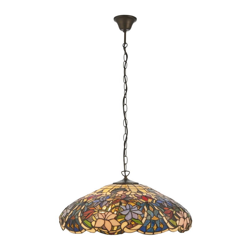 Endon 112193 - Liustra ant grandinės Tiffany SULLIVAN 3xE27/60W/230V Ø 57 cm