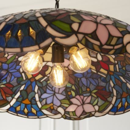 Endon 112193 - Liustra ant grandinės Tiffany SULLIVAN 3xE27/60W/230V Ø 57 cm