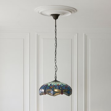 Endon 112195 - Pakabinamas šviestuvas ant grandinės Tiffany DRAGONFLY 1xE27/60W/230V skersmuo 41 cm