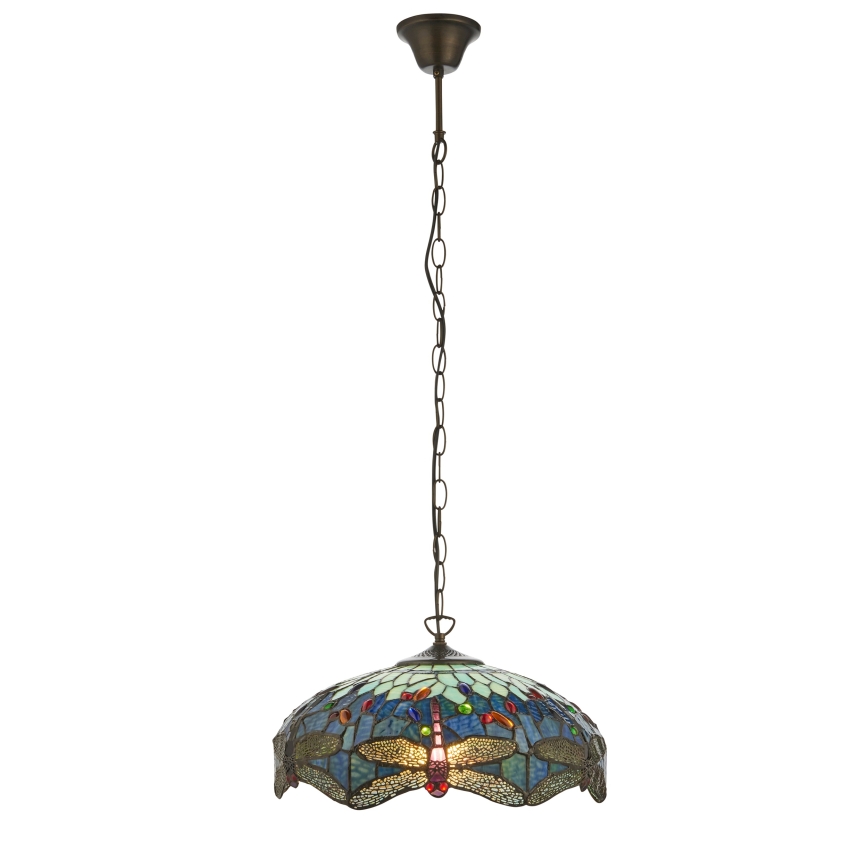 Endon 112195 - Pakabinamas šviestuvas ant grandinės Tiffany DRAGONFLY 1xE27/60W/230V skersmuo 41 cm