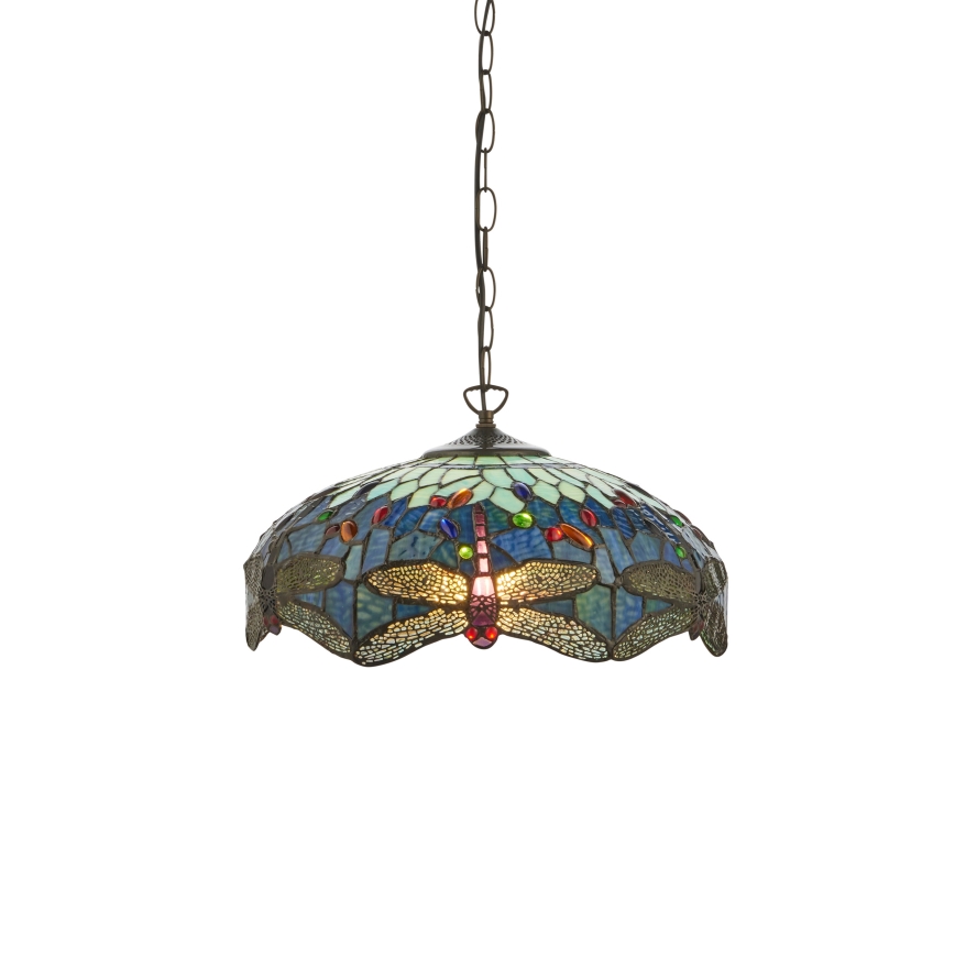 Endon 112195 - Pakabinamas šviestuvas ant grandinės Tiffany DRAGONFLY 1xE27/60W/230V skersmuo 41 cm
