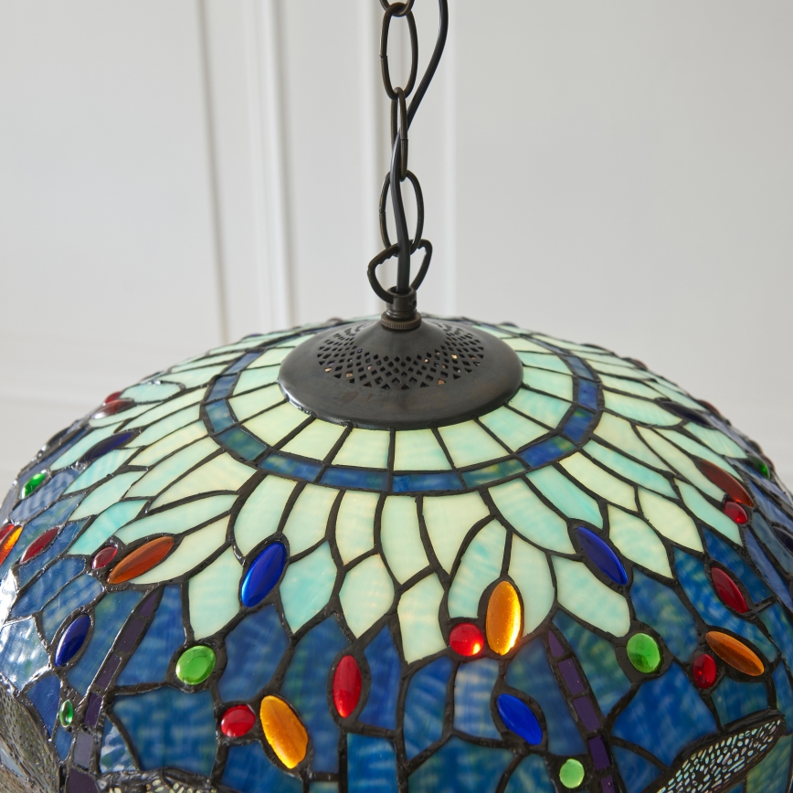 Endon 112195 - Pakabinamas šviestuvas ant grandinės Tiffany DRAGONFLY 1xE27/60W/230V skersmuo 41 cm