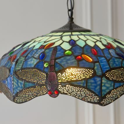 Endon 112195 - Pakabinamas šviestuvas ant grandinės Tiffany DRAGONFLY 1xE27/60W/230V skersmuo 41 cm