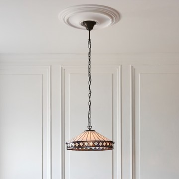 Endon 112196 - Pakabinama liustra ant grandinės Tiffany FARGO 1xE27/60W/230V, skersmuo 41,5 cm