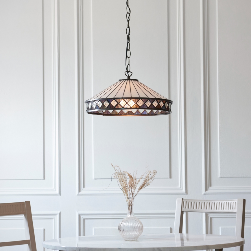 Endon 112196 - Pakabinama liustra ant grandinės Tiffany FARGO 1xE27/60W/230V, skersmuo 41,5 cm