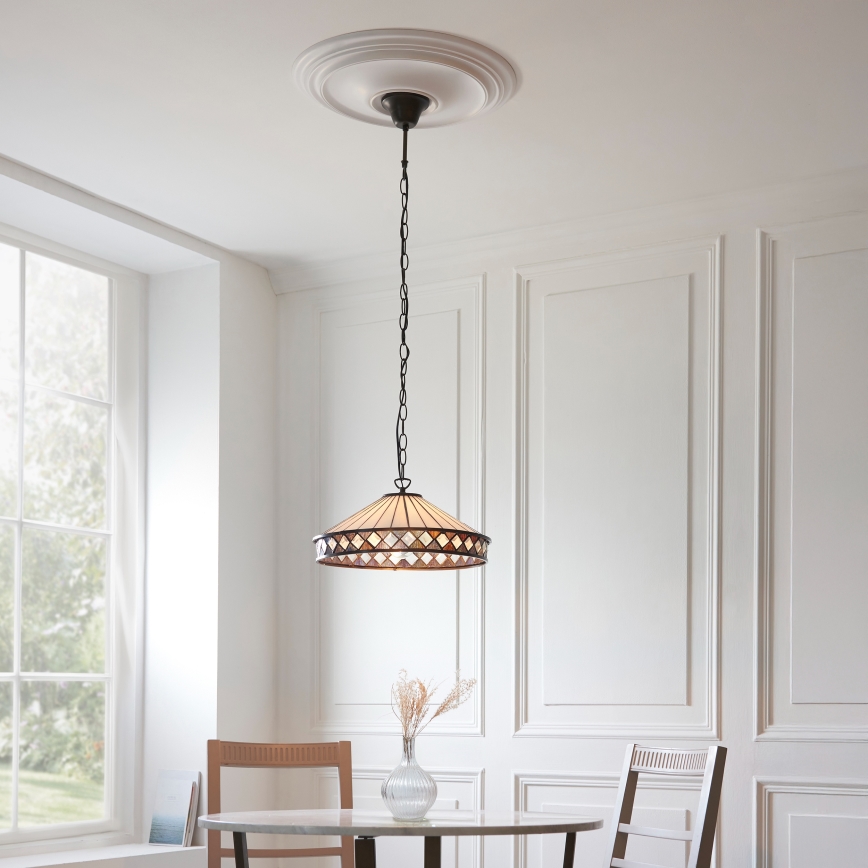 Endon 112196 - Pakabinama liustra ant grandinės Tiffany FARGO 1xE27/60W/230V, skersmuo 41,5 cm