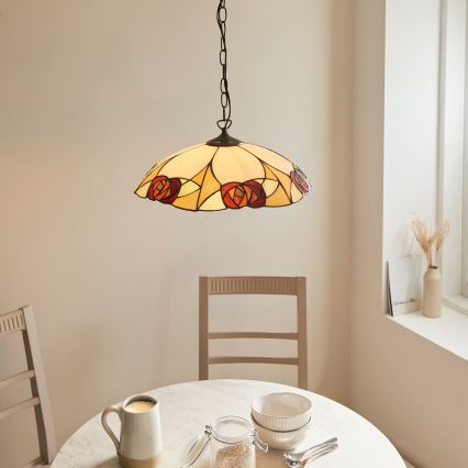 Endon 112197 - Liustra ant grandinės Tiffany INGRAM 1xE27/60W/230V, skersmuo 45 cm